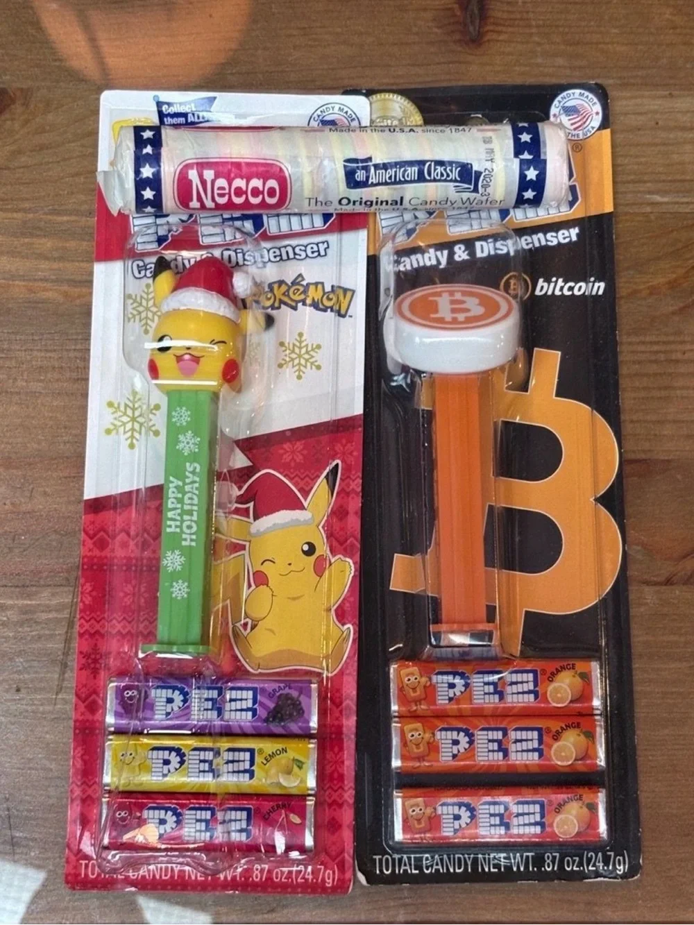 Pikachu & Bitcoin PEZ Candy Dispenser Duo - Original Necco Sealed